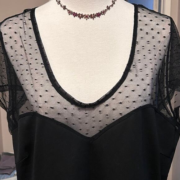 Torrid Short Sleeve Sweetheart Peplum Netting Top Black Size 2 - Picture 4 of 11